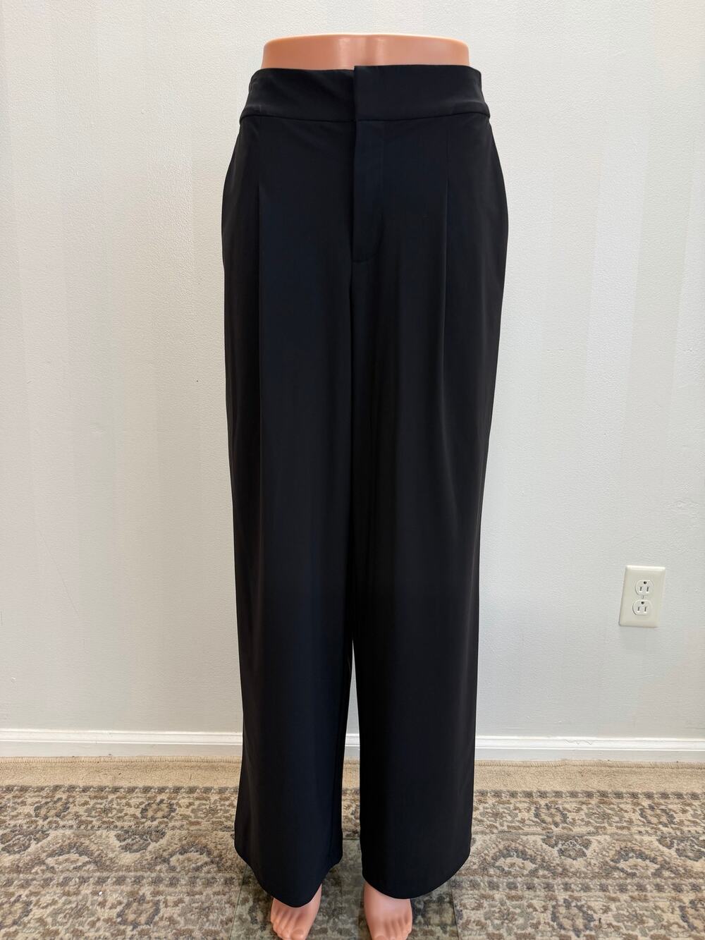 Athleta Pinnacle High Rise Trouser Black Wide Leg Stretch Pants Sz 4